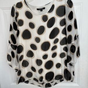 Chic size  Medium Black and White Polka Dot Women's Top.